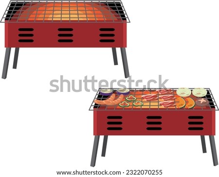 Barbecue stove (BBQ) icon set illustration material vector