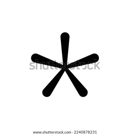 Asterisk icon. Asterisk sign. Flat rounded icon of five pointed asterisk isolated on white background. Vector illustration
