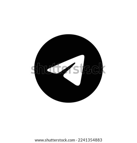 Telegram Logo in Black Circle. Paper Plane Icon Button Vector Art.