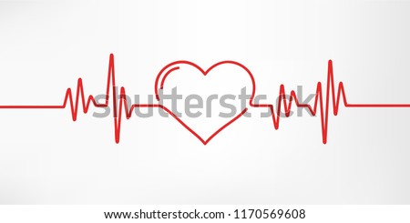Vector Heart With Pulse Line