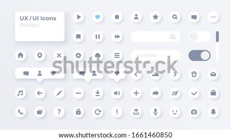 UI icons set. Vector. For mobile, web, social media, business. User interface elements for mobile app. Simple modern design. Flat style eps10 illustration.