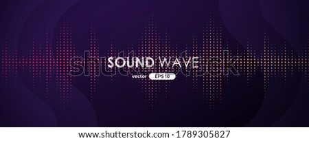 Sound wave. Digital music equalizer. Beautiful abstract minimal background. Simple modern style. Purple neon color. Pulse line. Volume. Flat style vector illustration.