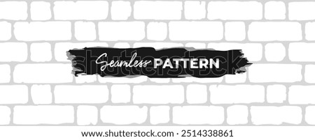 Brick wall seamless pattern. Vector illustration. White color. Cartoon design. Flat style. Minimalism. Wall texture background. Stone blocks. Realistic. Eps10.