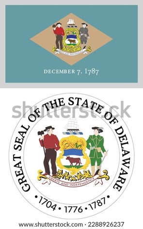 Delaware US State Flag and Coat of Arm Design