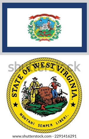 West Virginia US State Flag and Coat of Arm Design