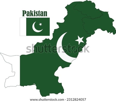 Pakistan Map and Flag illustration Vectors