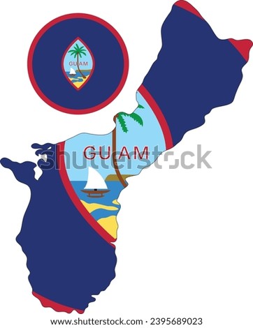 Guam Map and Flag Illustration Vector