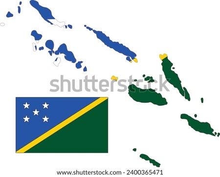 Solomon Islands Map and Flag illustration Vector
