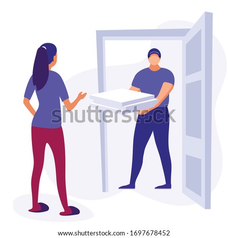 Customer Delivery Character. Order Transportation, Male Occupation. Customer Commercial Order Concept for web Banner Infographics Images. Flat Isometric Illustration Isolated on White Background.