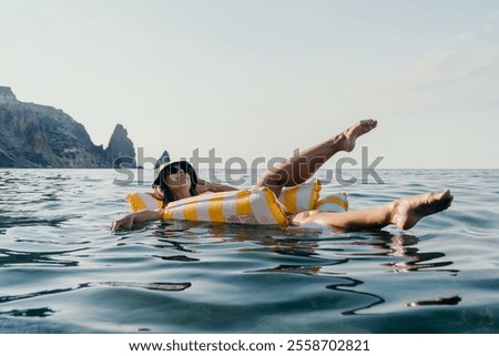 Similar – Image, Stock Photo Calm sea near rocky shore with buildings