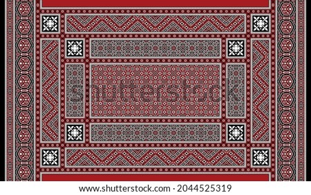 Frame  Border with Red Background in sindhi ajrak style, Vector llustration