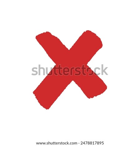 Red cross in isolated background. Vector template.