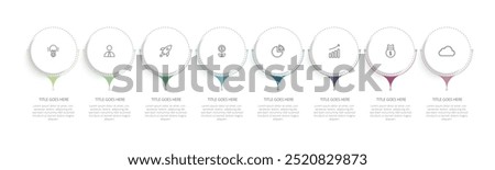 8 Step circular infographic vector template with process and options with icons. Can be used for process, presentations, layout, banner,info graph.