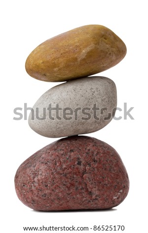 Balancing stones, isolated on white background