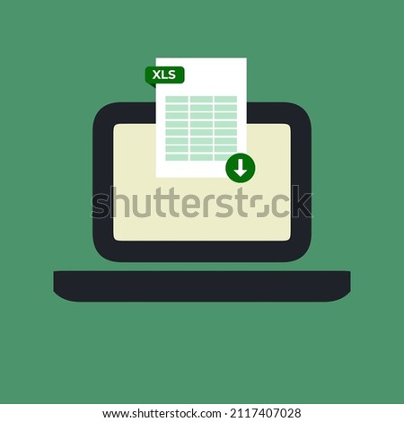 file icon download to laptop or computer. Document downloading concept. Microsoft Excel (xls) or (xlsx)
