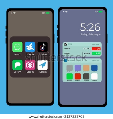 Modern screen sample of smartphone mockup . New Apple iPhone front view on blue background. iPhone with iOS11 is the newest smartphone of Apple inc.