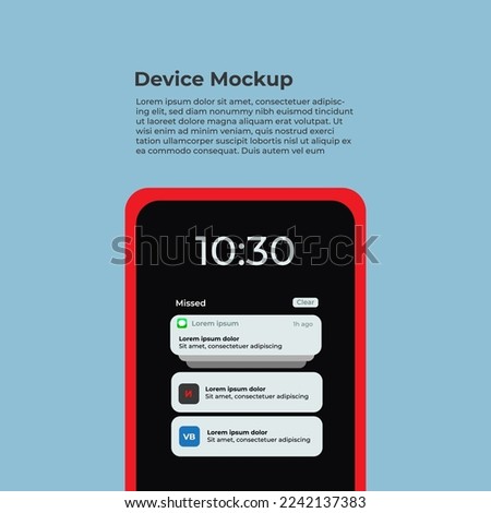 Smartphone frame with notifications screen, vertical position. Whatsapp notification illustration. Smartphone perspective view. Notification Boxes Template for Iphone. Smartphone Message Interface. 