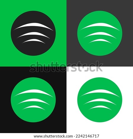 Wifi icon for interface design. Vector wlan access, wireless wifi hotspot signal sign, icon, symbol.  Spotify Display template. Joox. Apple. Iphone. Google Music. SoundCloud. YouTube Music.