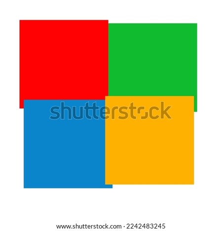 Attached sticky note paper with color icon tone (red green blue yellow) pallets graphic rainbow. vector logo icon sign symbol identity template white background. microsoft logo. 