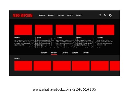 Movie player app on Laptop screen. Netflix logo. N Letter icon. Graphic template. Vector illustration. Netflix color pallete. Youtube. Spotify. Notification