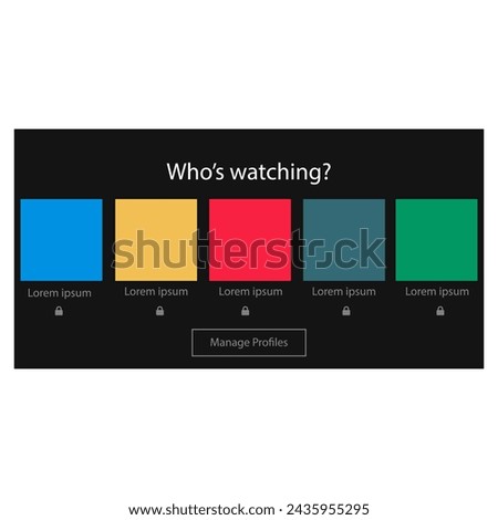 Television profile page-who's watching profile. Netflix. UI. UX. User interface user experience. Youtube