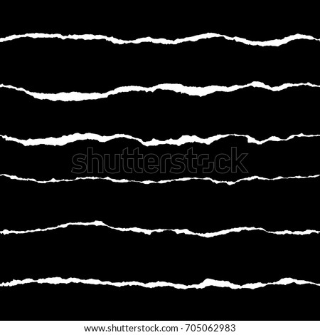 Ripped Paper Seamless Pattern. Abstract wallpaper with white stripes on black background.