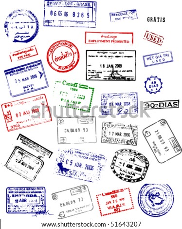 A Mix Of Passport Stamps From Around The World Stock Vector ...