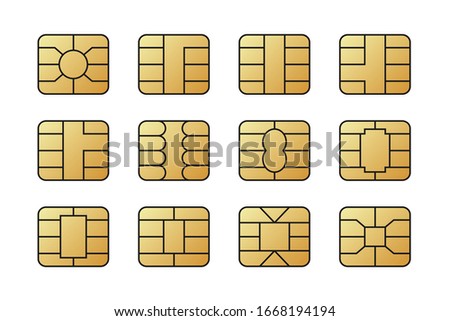 EMV chips for banking plastic card. Digital Nfc technology. Bank payment symbols.