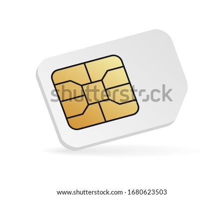 Realistic SIM card mockup. Blank cellular phone card.