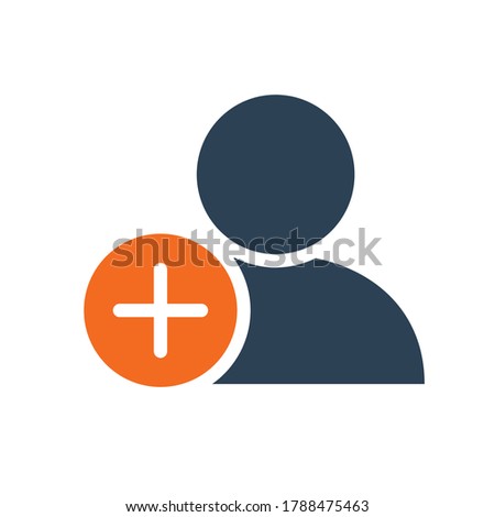 User profile with plus line icon. Add new friend, customer, follow symbol