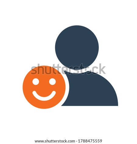 User profile with happy face line icon. Smile rating, feedback symbol