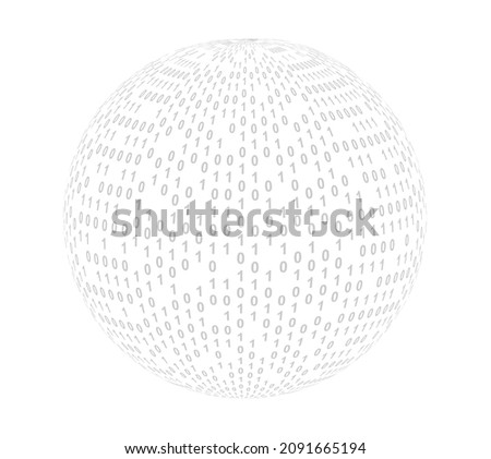 Binary code sphere. Cyberspace sphere with binary code. Coding or hacker concept illustration.