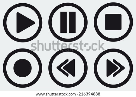 Black media player buttons collection vector