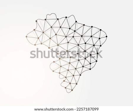 Brazil low poly symbol with connected dots. Brazil map design vector illustration. Country map polygonal wireframe illustration for website design