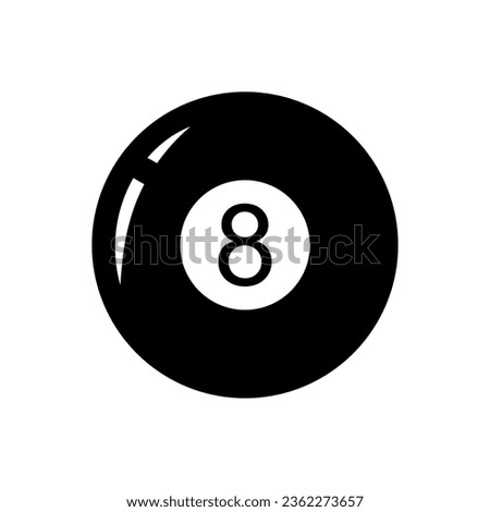 Magic 8 ball. Glossy shiny ball with number 8. Vector illustration.