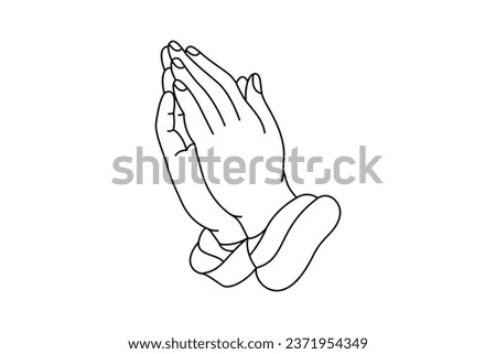 Praying hands line silhouette. Vector minimalist linear illustration.
