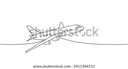 Airplane, air transport one line continuous drawing. Different air transport continuous one line illustration. Vector minimalist linear illustration.