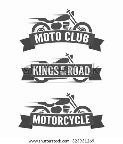 Set of vintage motorcycle labels, badges and logos