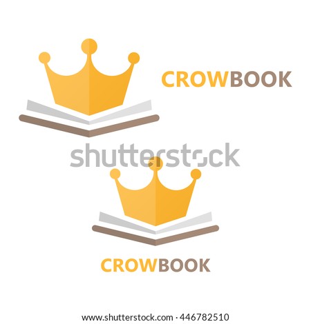 Vector book and crown logo concept