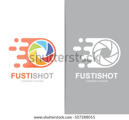 Vector fast camera shutter logo combination. Speed lens symbol or icon. Unique photo and focus logotype design template.