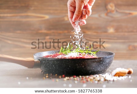 Similar – Image, Stock Photo Rosemary salt on a wooden spoon