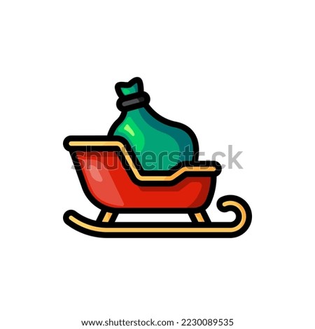 Santa Claus Sleigh Icon Filled Line Style, Reindeer, Winter, Christmas, Santa Claus, Gift, Present 64 x 64