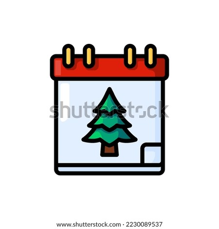 Christmas Calendar December Icon Filled Line Style, Reindeer, Winter, Christmas, Santa Claus, Gift, Present 64 x 64