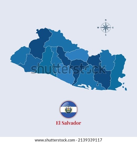 El Salvador vector map and flag, Flag map of El Salvador, vector