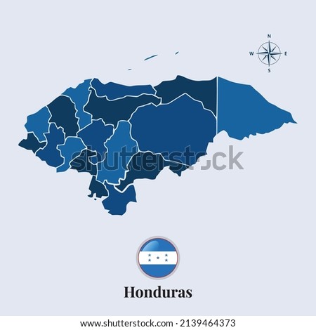 Honduras vector map and flag, Flag map of Honduras, vector