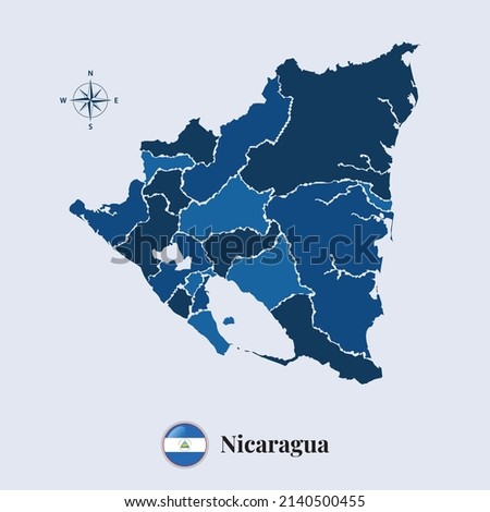 Nicaragua vector map and flag, Flag map of Nicaragua, vector