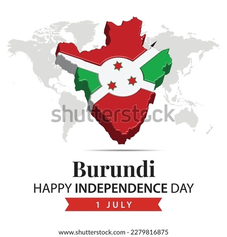 Burundi Independence Day, 3d rendering Burundi Independence Day illustration with 3d map and flag colors theme