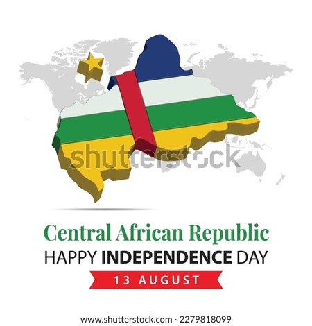 Central African Republic Independence Day, 3d rendering Central African Republic Independence Day illustration with 3d map and flag colors theme