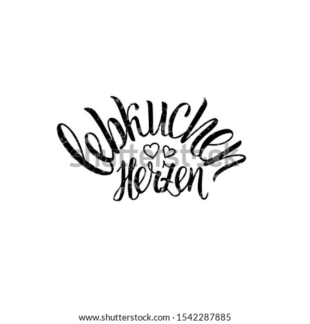 Vector illustration lettering text Lebkuchen Herzen for publishing, print on the stationary, bakery, product, postcard, clothes printing, home decoration.