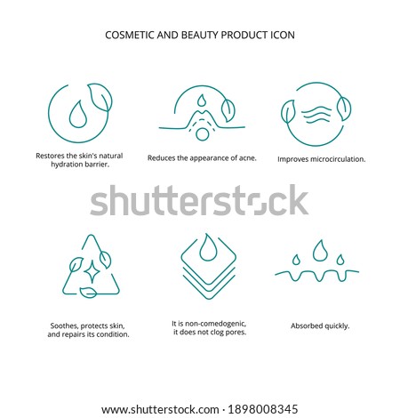 Cosmetic and beauty product icon set for web design. Vector stock illustration isolated on white background.